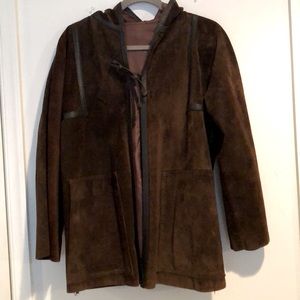 Vintage Brown suede jacket with a hood